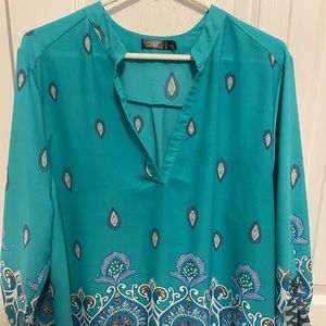 Teal Paisley Tunic 2XL